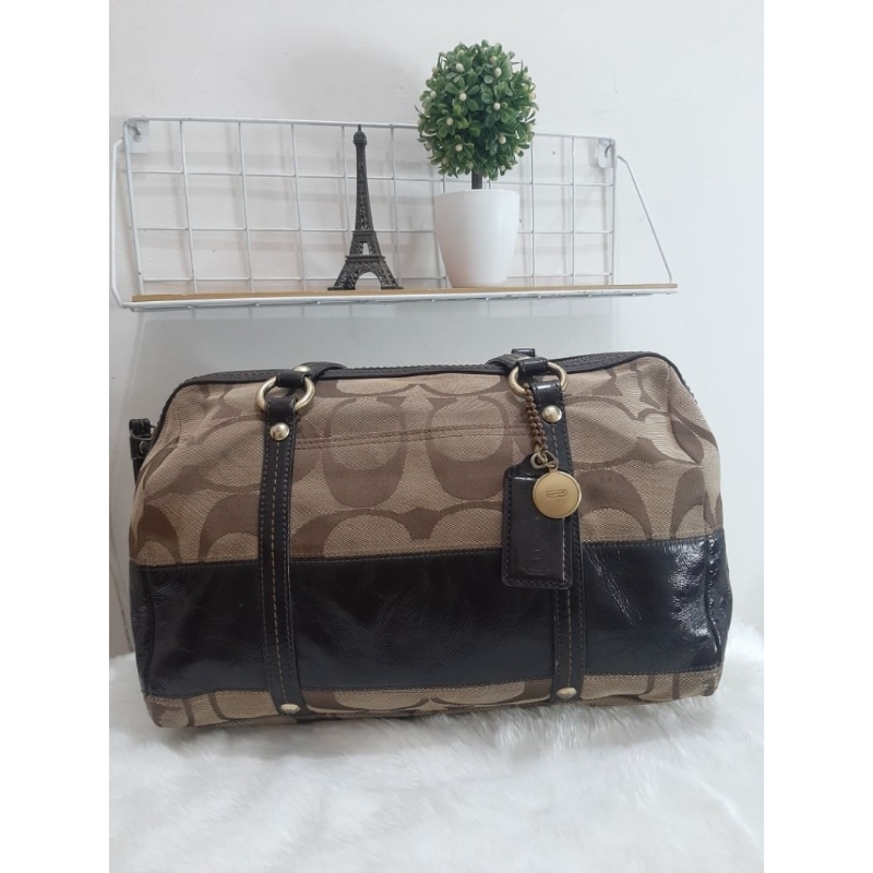 Preloved Coach Speedy Monogram Canvas Leather