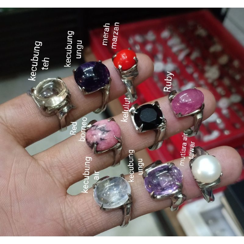 cincin wanita batu alami monel handmade