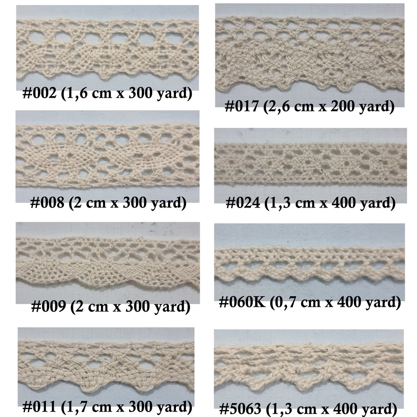 Renda Rajut/Renda Kait/Renda Katun Per Roll Renda Jahit