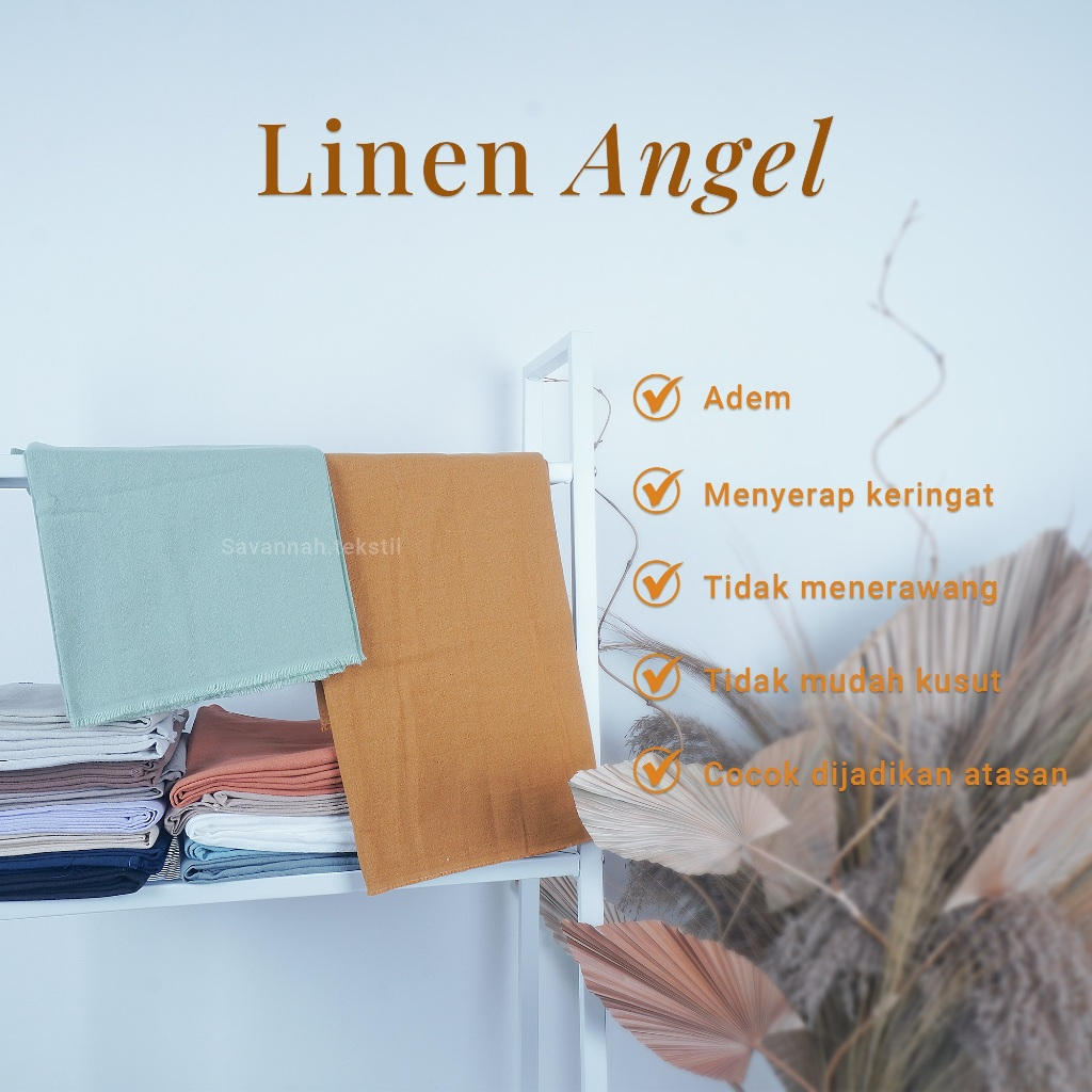 Bahan kain linen angel crepe katun rayon premium per roll lebar 150