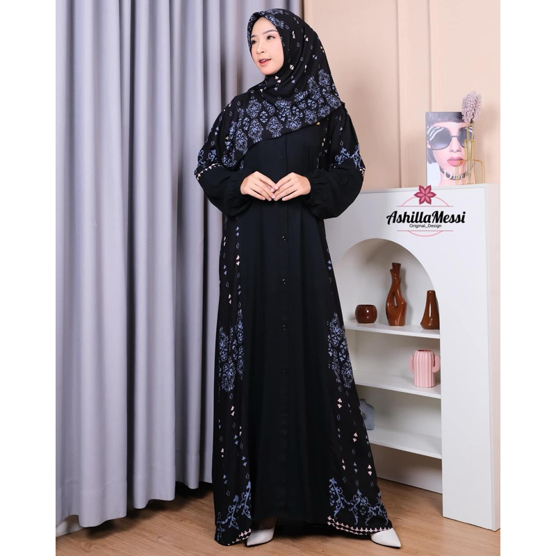 Gamis Set Hijab Rayon premium / Gamis Motif Rayon Twill /Gamis Diamond Set Hijab