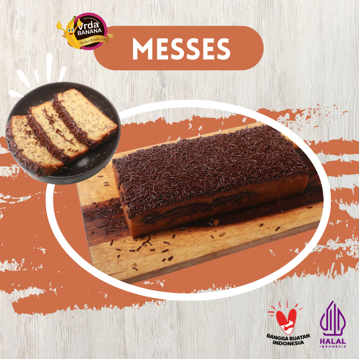 

Vrda Banana Cake Messes - kue Bolu Pisang topping mesis