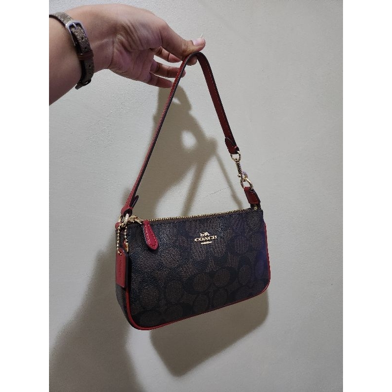 Co link kecil ka sandra Coach signature nolita 19 brown red authentic 100 % | Tas ketek kecil coc mo