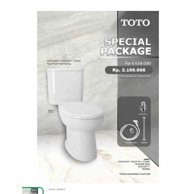 Kloset Duduk TOTO CW427JW/F/SW427JP Lengkap Jet Shower Siap Pakai