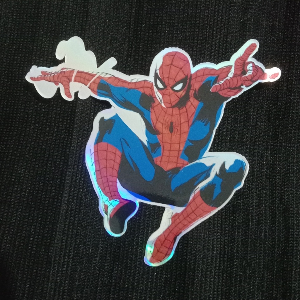 

Stiker Hologram Superhero Komik Film Spiderman ukuran besar +- 8cm sticker laptop casing hp