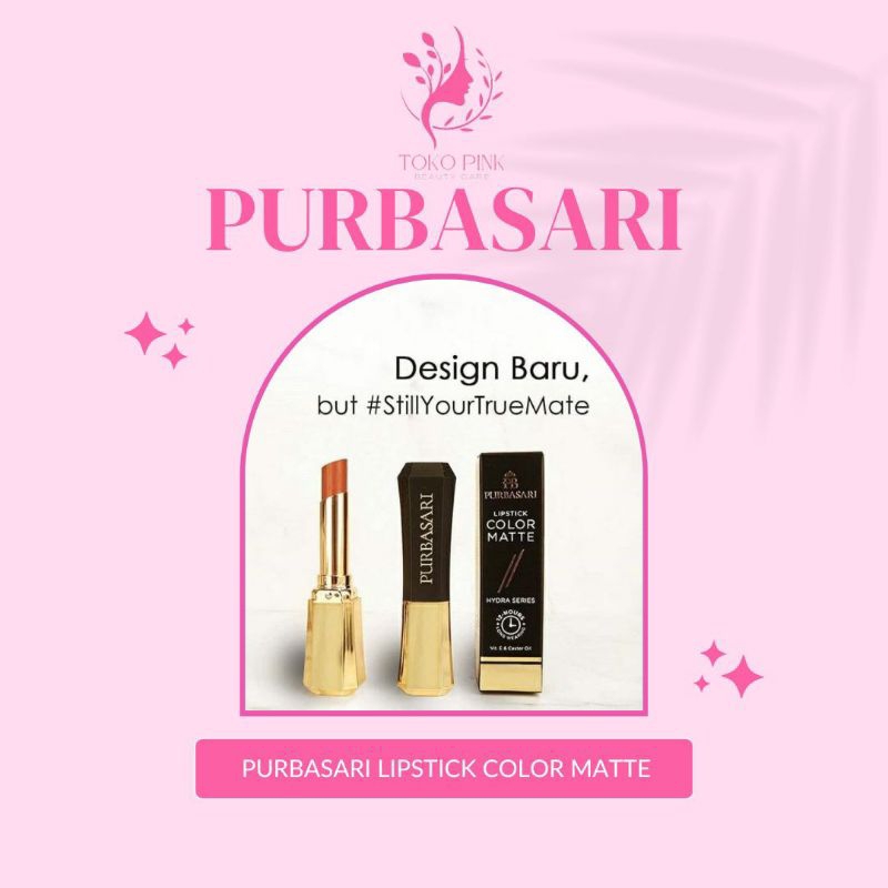 PURBASARI Lipstik color matte |Lipstik matte |lipstik tahan 12jam -Ringan dan lembut di bibir
