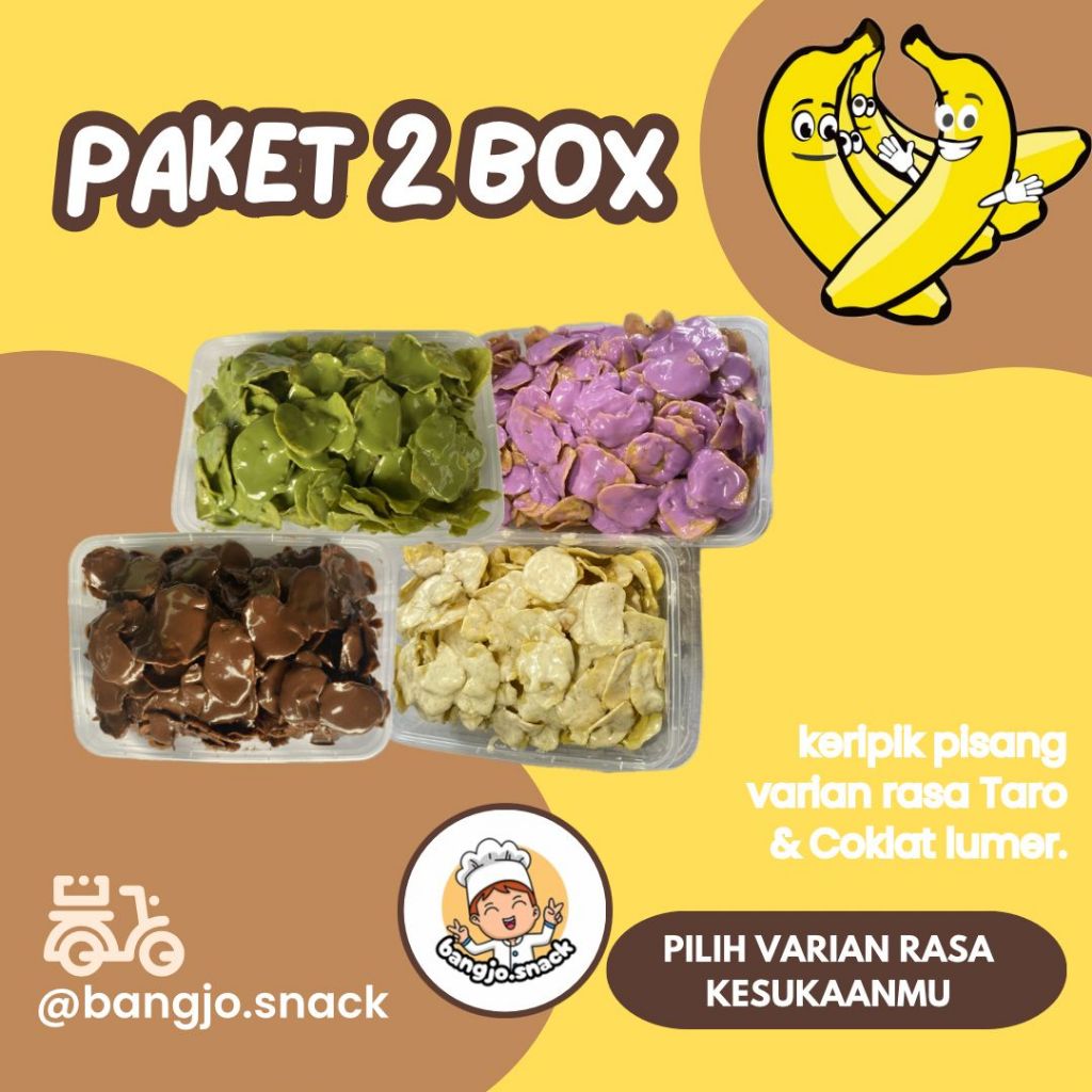 

Keripik Pisang Lumer Paket Hemat 2 BOX Pisang Coklat Lumer