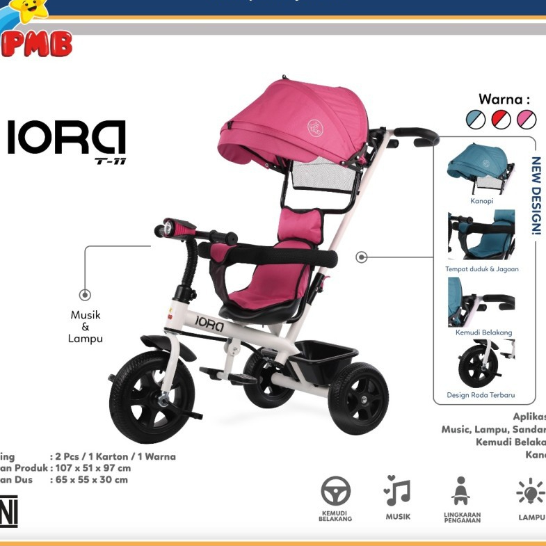 SEPEDA PMB IORA T11 || T10 SEPEDA ANAK RODA TIGA