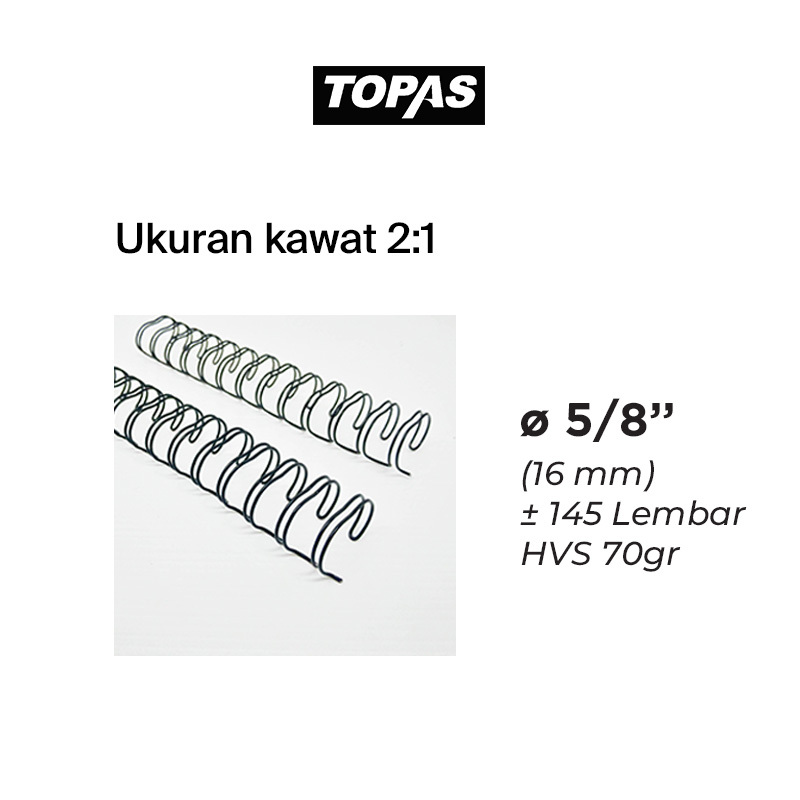 

Asaba Office Supply- Ring Jilid Kawat Topas Wire 2:1 Ukuran 5/8", 16mm - Isi 1Box (50 Pcs)