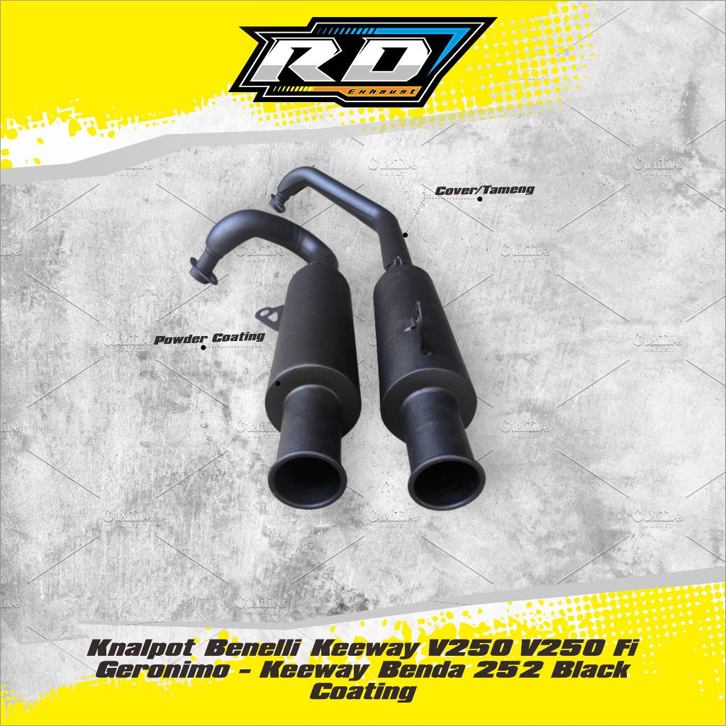 Knalpot Benelli Keeway V250 V250 Fi Geronimo - Keeway Benda 252 Black Coating PNP - Rd Exhaust