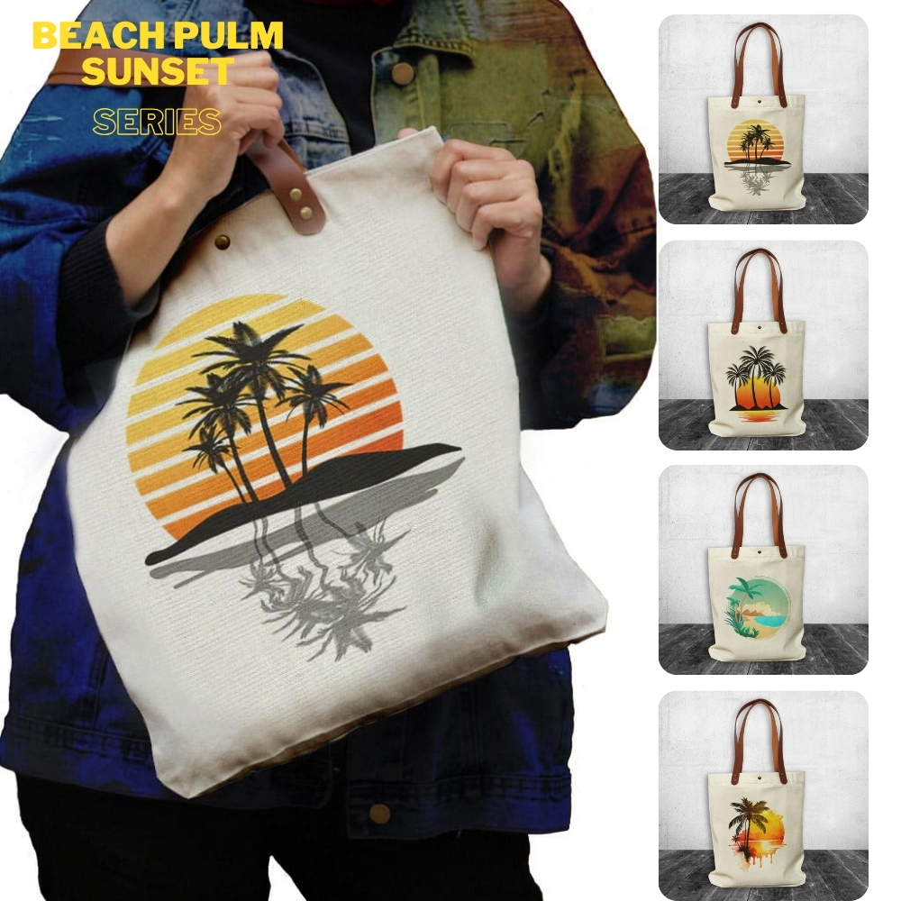 NEOBags Tote bag Canvas Beach Palm Sunset Series | Tote bag Canvas Souvenir Beach | Tote bag Palm Su