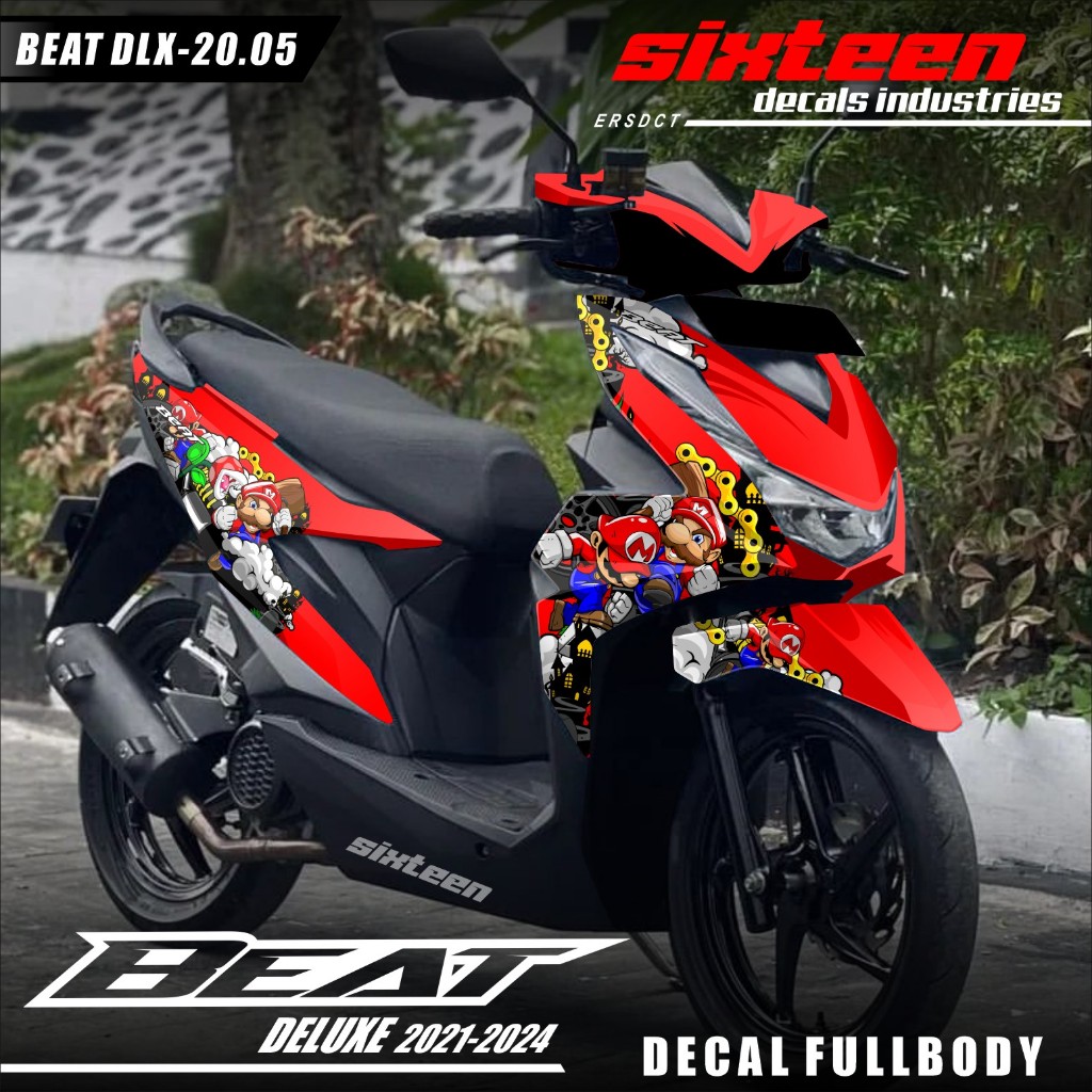 (COD) TERBARU Decal Sticker Honda Beat DELUXE STREET 2020 2021 2022 2023 Full body - Stiker Skotlet 