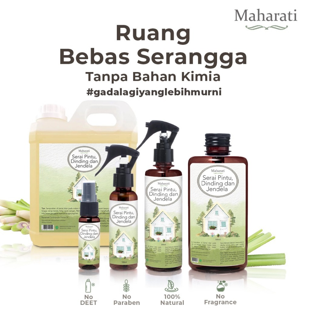 Maharati Serai Pintu Dinding & Jendela Bahan Alami Pengusir Serangga Multifungsi Nyamuk, Cicak, Keco