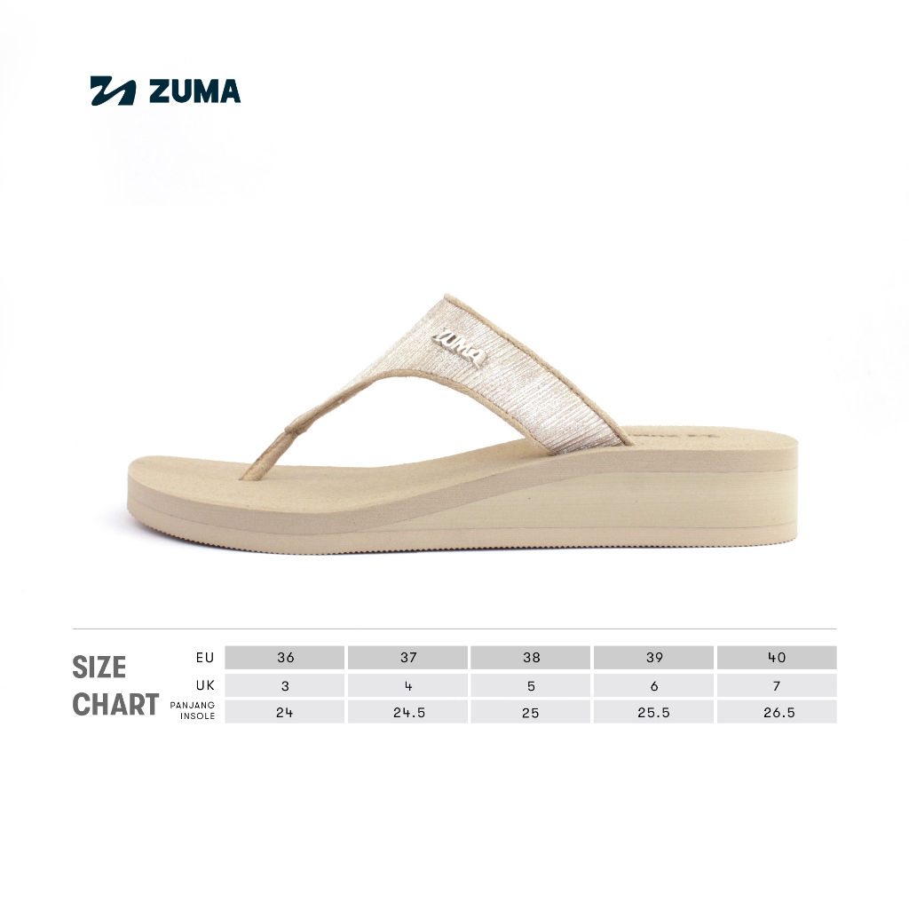 Zuma Women Iris 4 Beige , Sandal Jepit Wanita Wedges Karet Polos, Beige