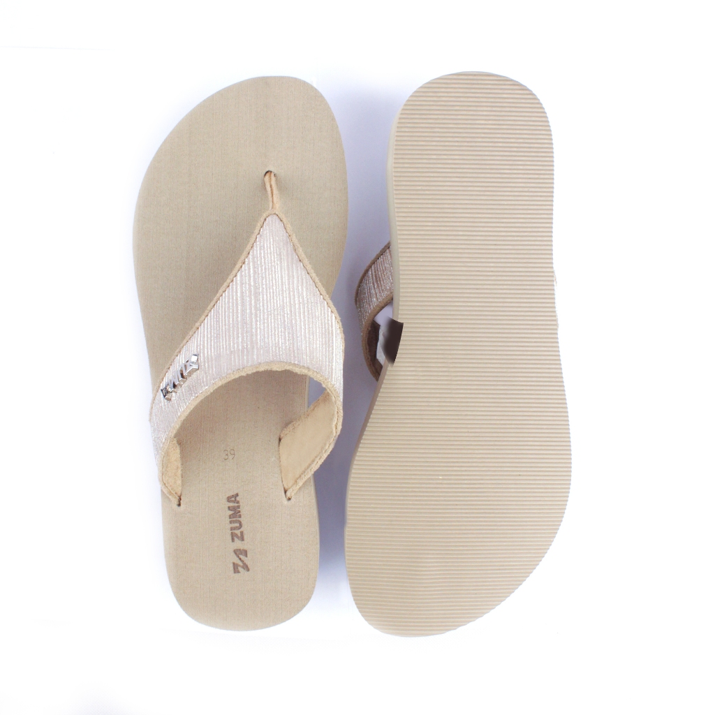 Zuma Women Iris 4 Beige , Sandal Jepit Wanita Wedges Karet Polos, Beige