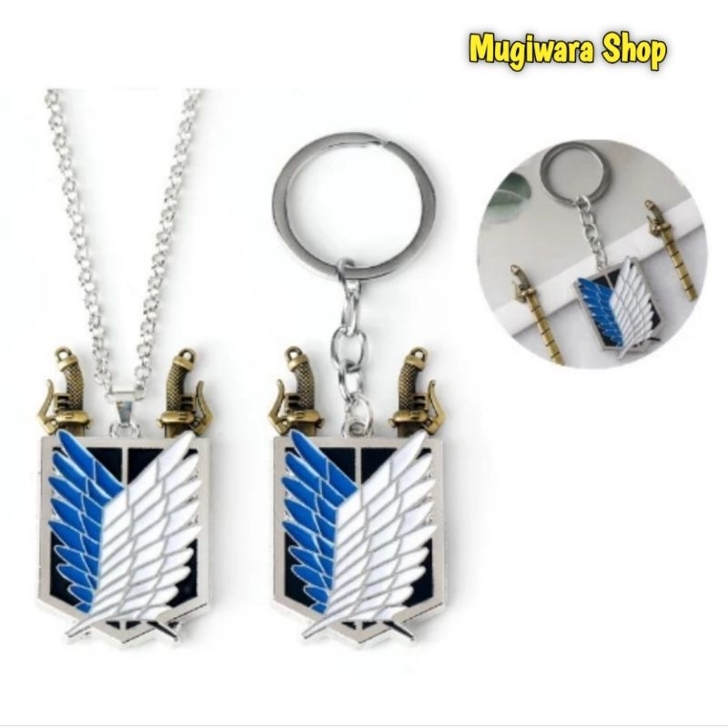 Keychain Scouting Legion Pedang Resimen Anime Attack On Titan SNK Kado Aksesoris Kalung Unik Keren
