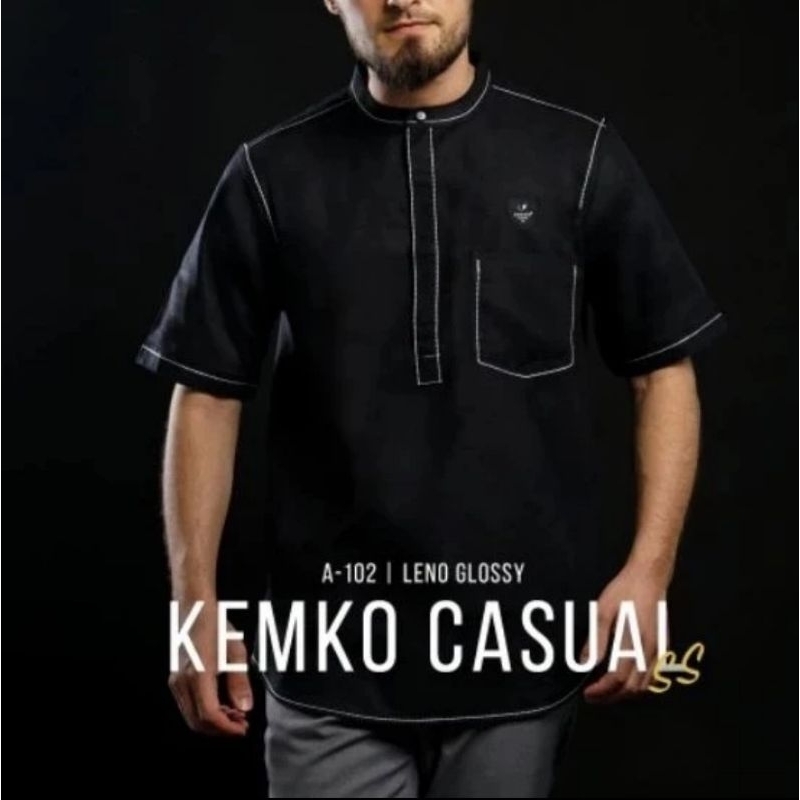 Baju Kemeja Koko SAMASE | kemko lengan pendek | basic A 102 - Dk Grey, Cek Size