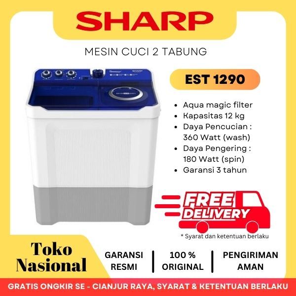 [Cianjur] Mesin Cuci Sharp EST 1290 2Tabung 12kg