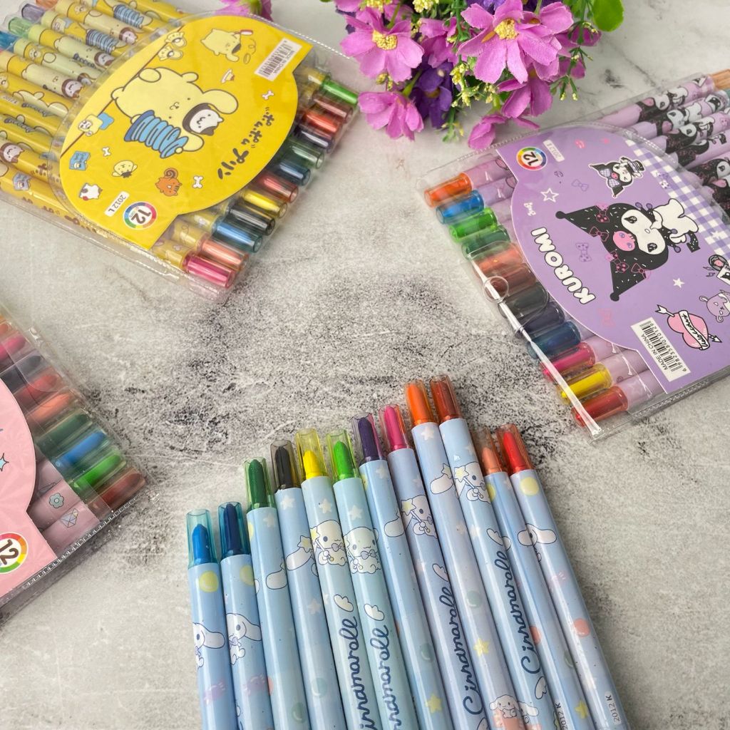 

Crayon Twist Motif Sanrio Warna Warni Bisa Refill - KR 1134 - krayon putar lucu alat gambar sekolah mewarnai
