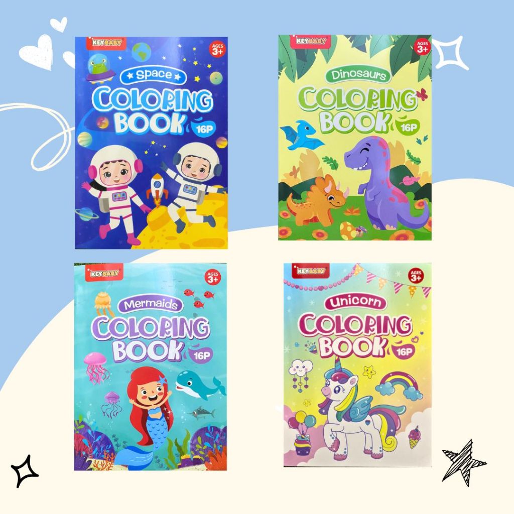 

BUKU MEWARNAI COLORING BOOK SPACE/DINOSAURUS/MERMAIDS/UNICORN