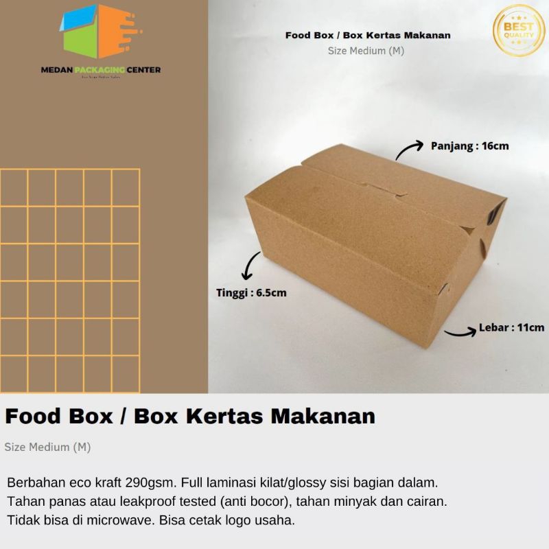 Food Box Eco size M / Box makan kertas / Bento Box / Rice Box