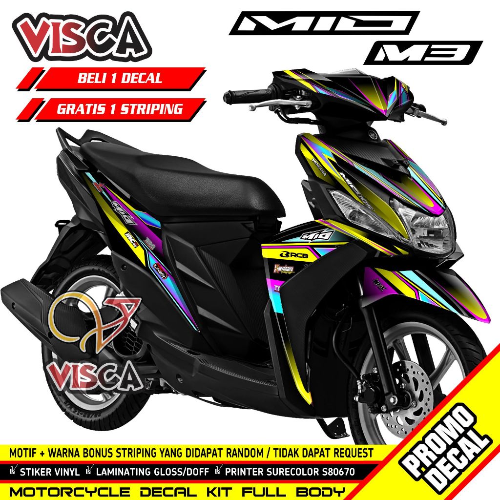 【Beli 1 Gratis 1】Decal Mio M3 125 Full Body - Stiker Mio M3 Full Body - Dekal Mio M3 Full Body - Str