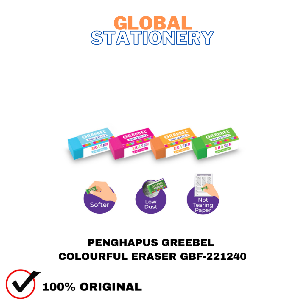 

PENGHAPUS GREEBEL ERASER WARNA WARNI - GBF 221240