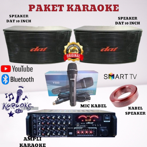 GROSIR PAKET SOUND KARAOKE DAT 10 INCH PLUS AMPLIFIER FREE KABEL SPEAKER