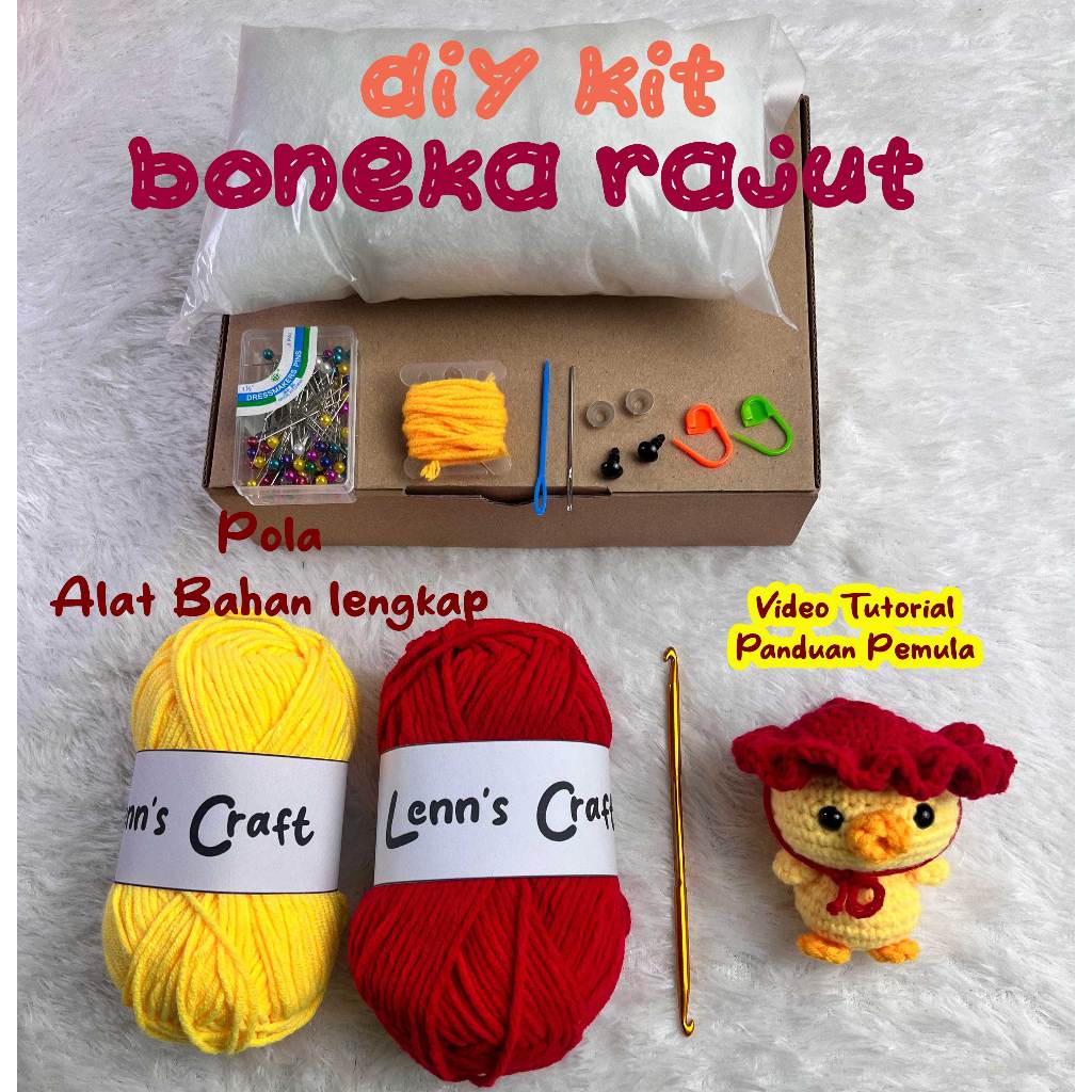 KIT DIY paket lengkap tutorial crochet amigurumi boneka rajut | bebek amigurumi boneka rajut tutoria