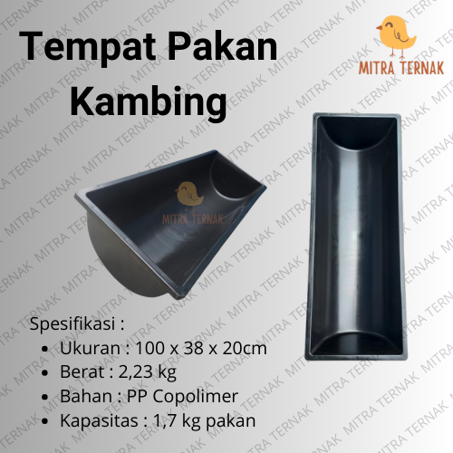 Tempat Pakan Kambing Domba / Talang Pakan Kambing Besar Hitam / Wadah Pakan Kambing Plastik / Palung