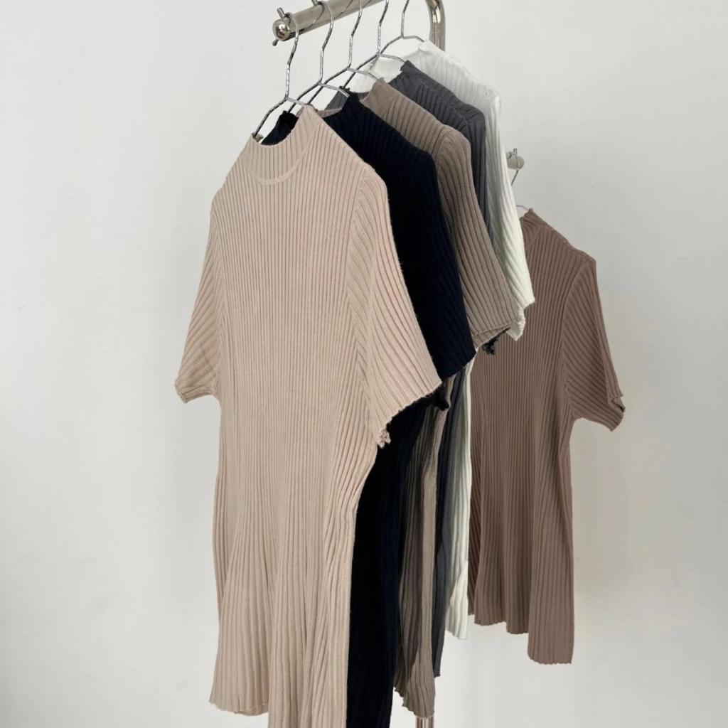WM Basic Knit Korea Top - Turtle Neck Blouse Korea - Atasan Wanita Santai Polos Big Size