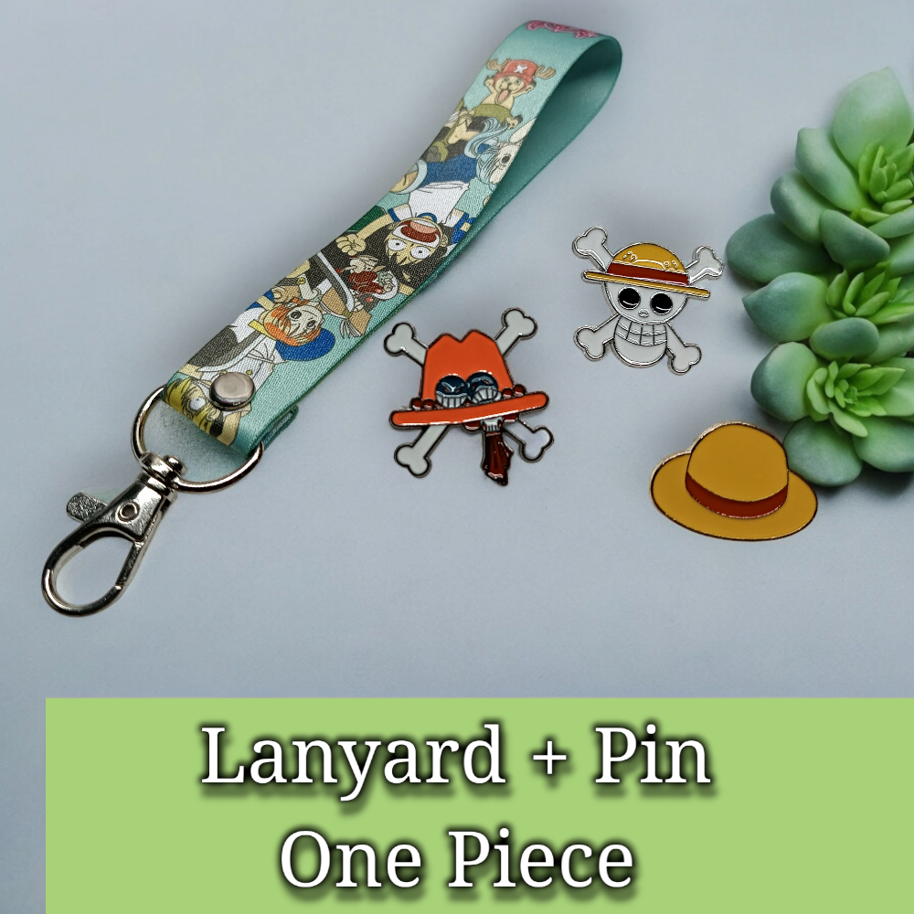 

Gantungan Id Card Strap Lanyard Pin Enamel One Piece Luffy Topi Jerami