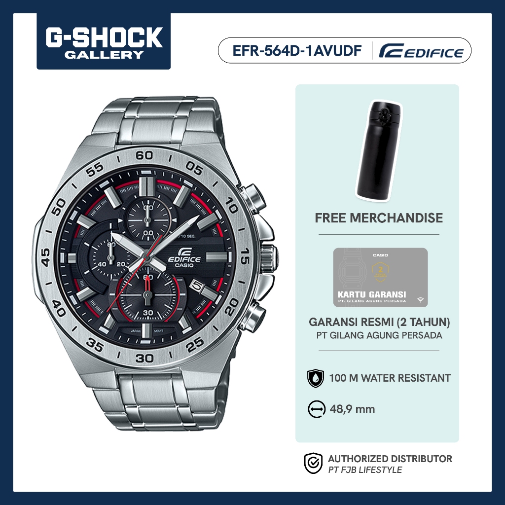 Casio Jam Tangan Pria Edifice EFR-564D-1AVUDF Original Analog Silver