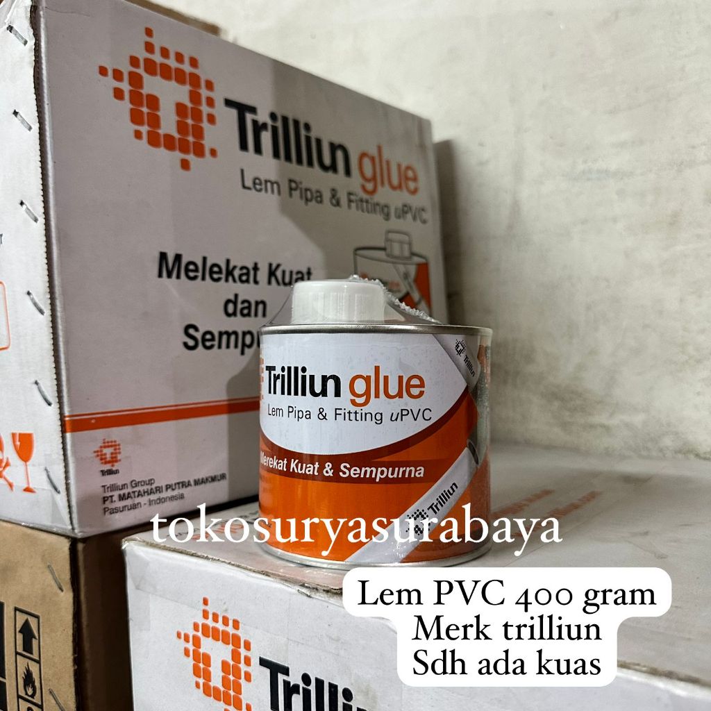 Kuas + Lem PVC Kaleng Trilliun 400 gram - Lem Kaleng Lem Pipa PVC Lem Pipa