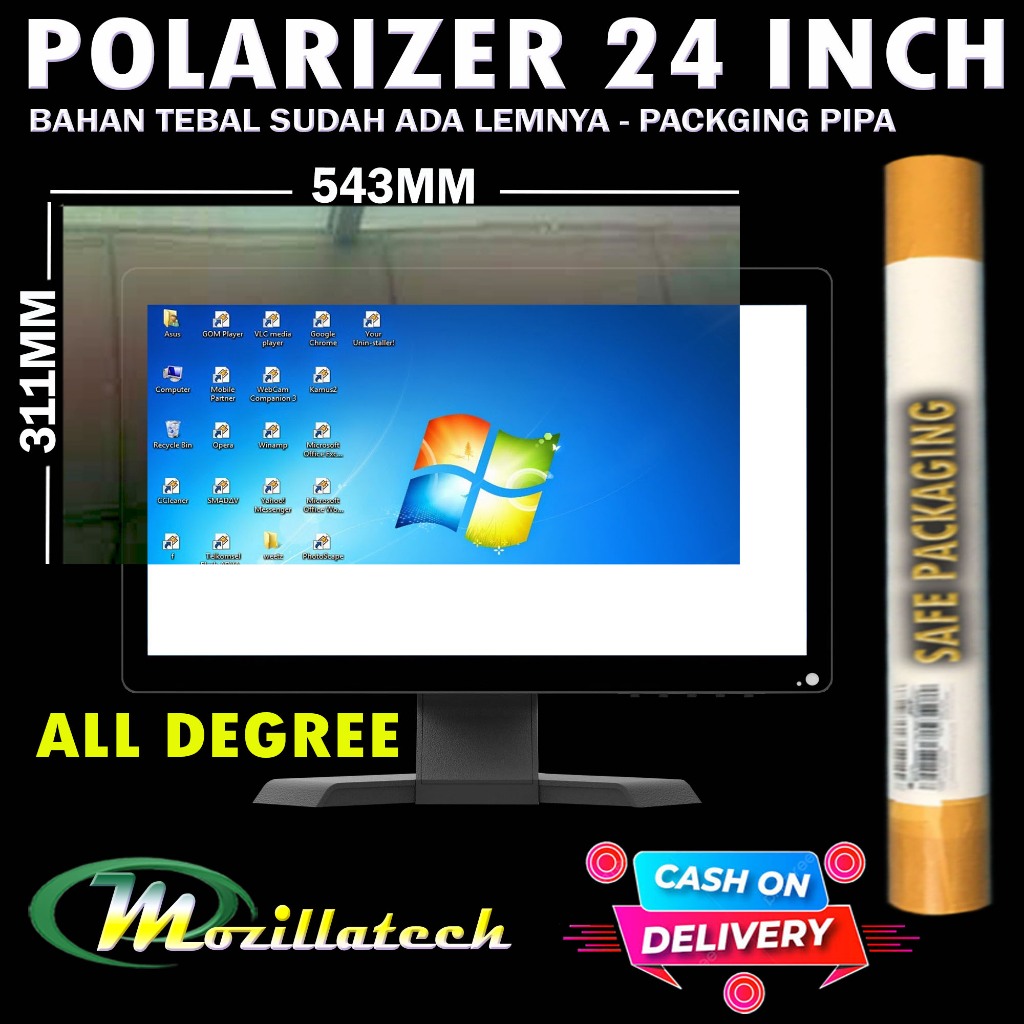 PLASTIK POLARIS POLARIZER LCD 24 INCH 90 DERAJAT POLARIZER 24 INC - POLARIS TV LCD 24