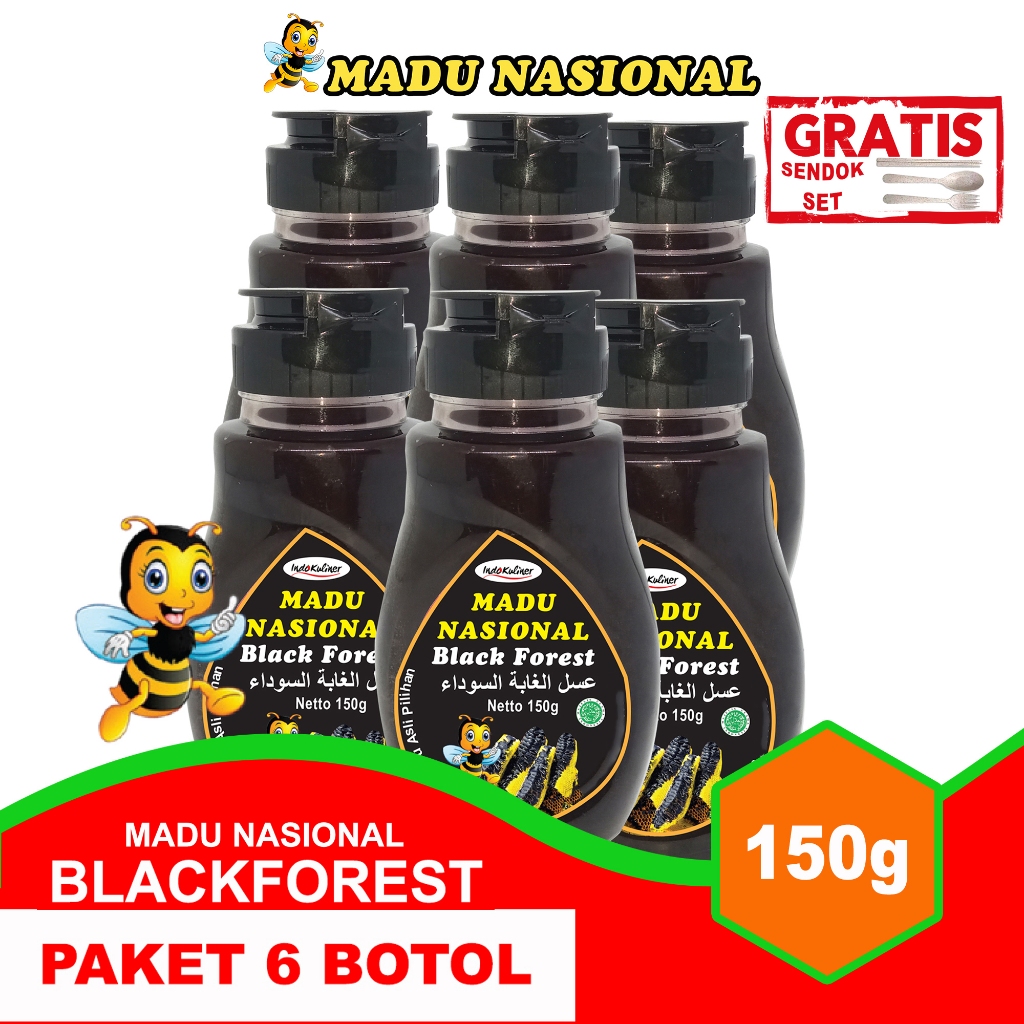 

Madu Nasional Black Forest 150gr + Propolis Polen Royal Jelly 6 Botol