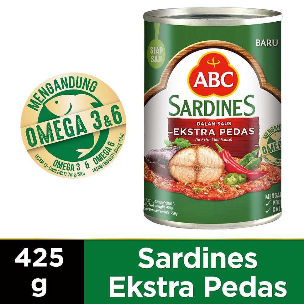 

GJO327 55 COD ABC Sarden Saus Extra Pedas 425 g