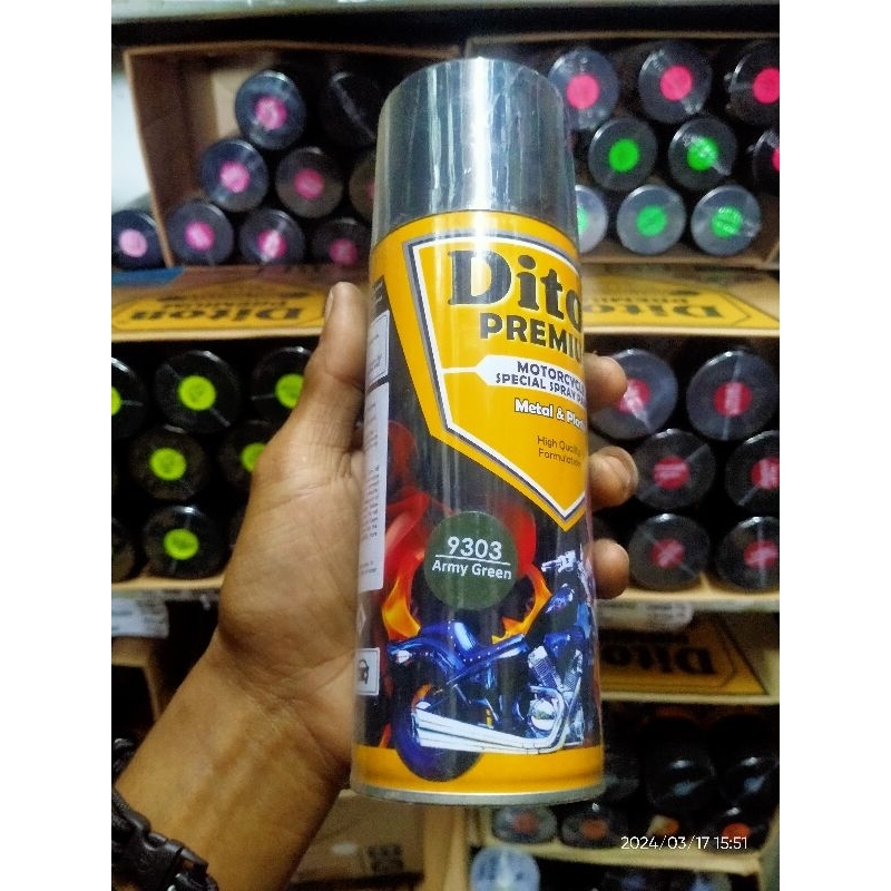 Diton Premium 9303 / ARMY GREEN / HIJAU / Cat Velg / Cat Blok Mesin / Cat Body Motor / Cat Semprot D