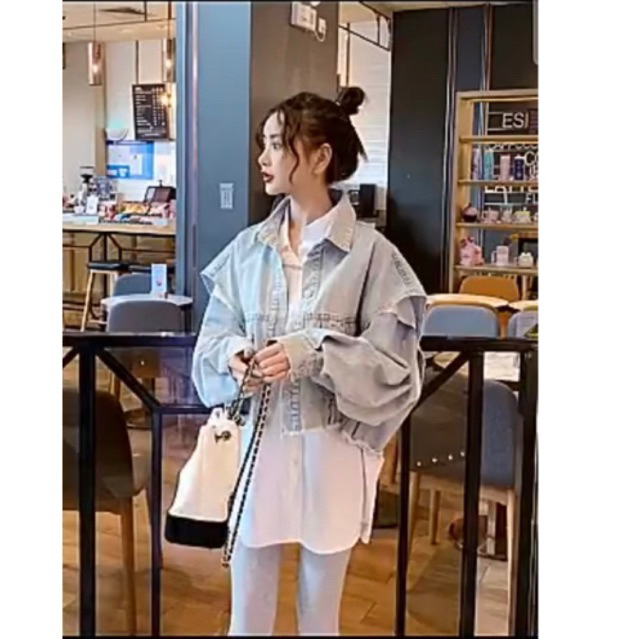 kemeja 2in1 mix jeans dan Vest
