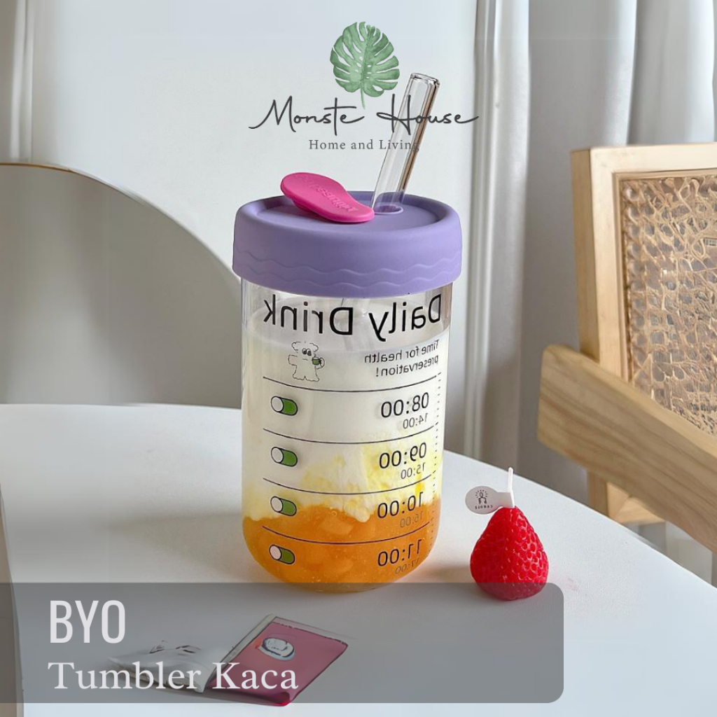 |MONSTE| BYO Tumblr Kaca Infused Water Minimalis Tumbler Kaca Air Minum Estetis Water Bottle Minuman