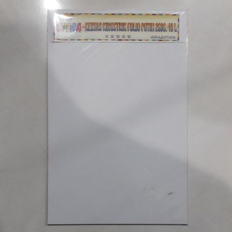 

KERTAS KINGSTRIK FOLIO PUTIH 260gr ISI 10 LEMBAR : CITRA