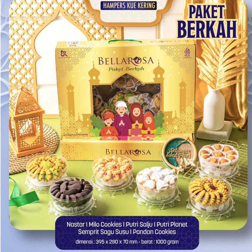 

BellaRosa Paket BERKAH / bingkisan hampers lebaran kue kering coklat sagu / parcel hadiah puasa idul fitri / kue premium