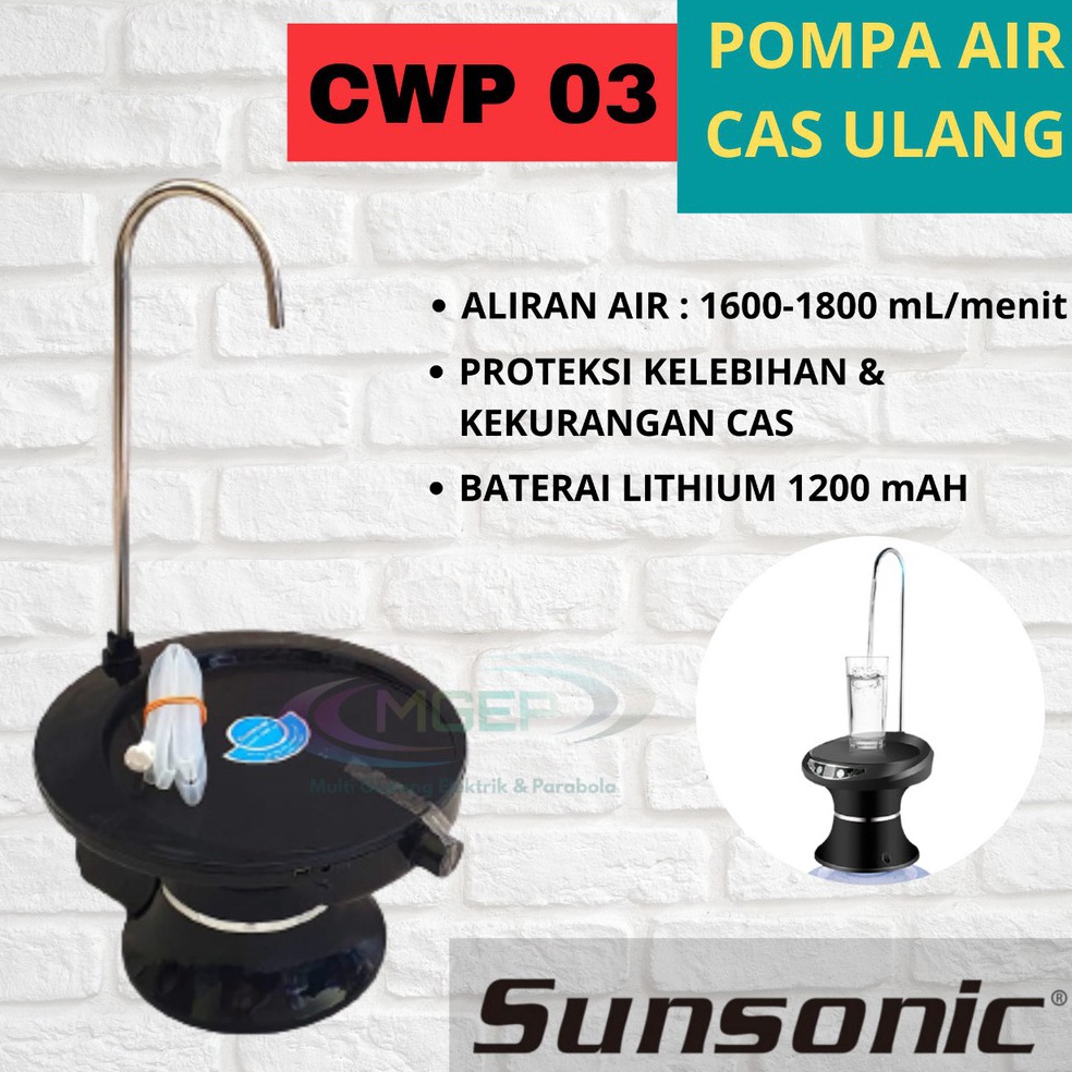 MURAH MERIAH Sunsonic Pompa Air Galon Elektrik Tatakan Gelas Water Pump CWP 3