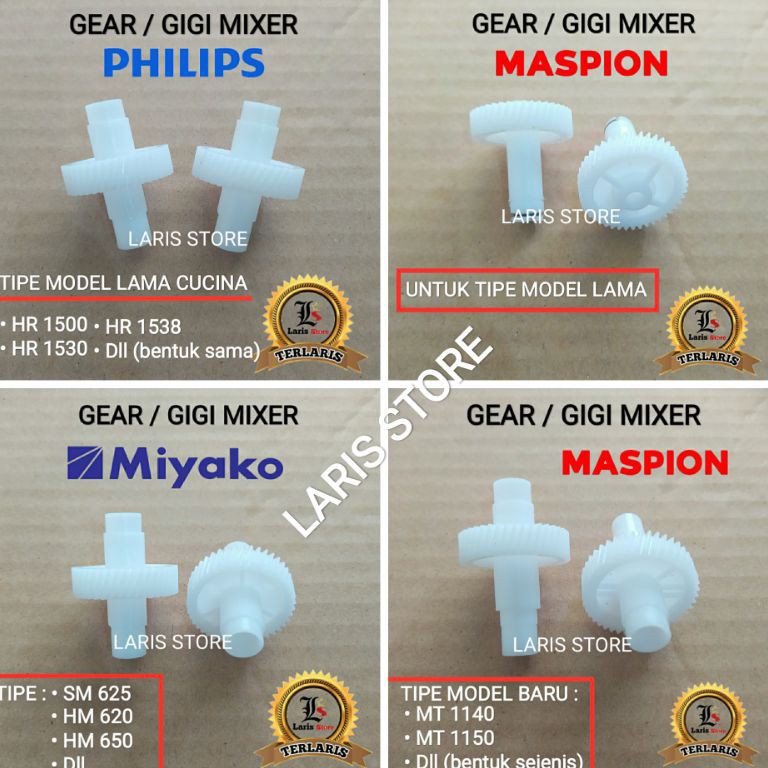 HARGA TERMURAAH Gear Gigi Mixer Original Miyako Philips Maspion Tipe el Baru Lama Sepasang 2pcs