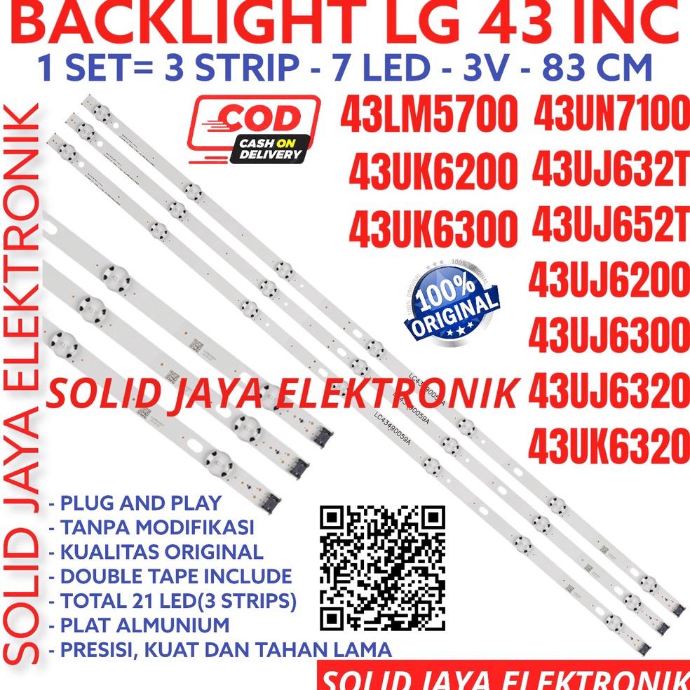 HOT SALE BACKLIGHT TV LED LG 43 INC 43UN71 43UJ632 43UJ652 43UJ62 43UJ63 43UJ632 43UK62 43UK63 43UK6