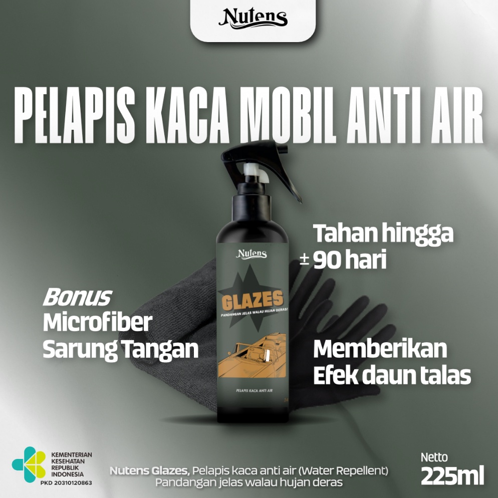 New Stock Nutens Glazes  Pelapis Kaca Anti Air Efek Daun Talas Water Repellent