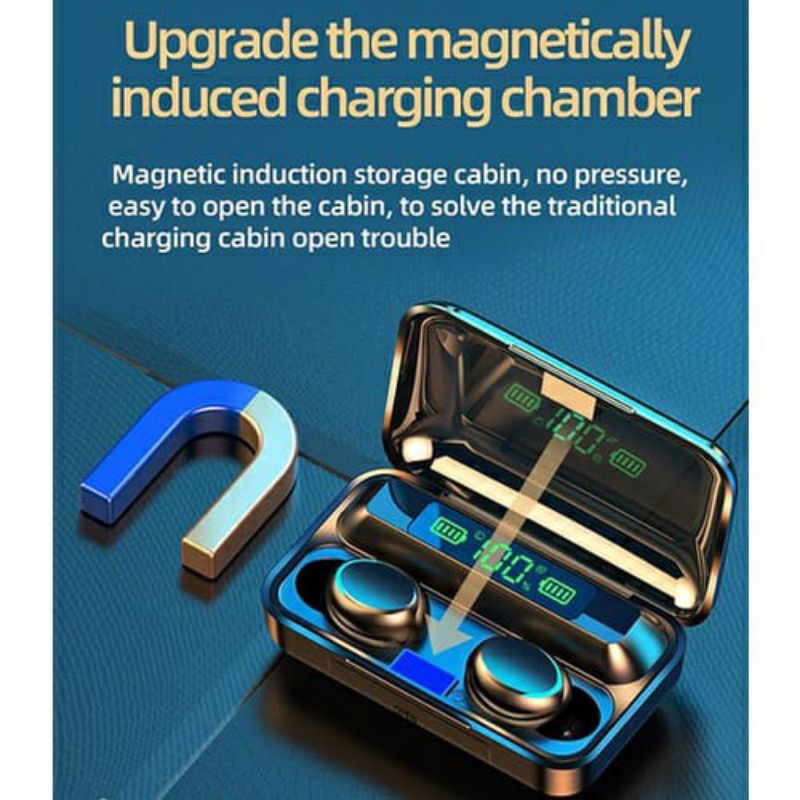 Earphone TWS F9 headset bluetooth headphone wireless powerbank