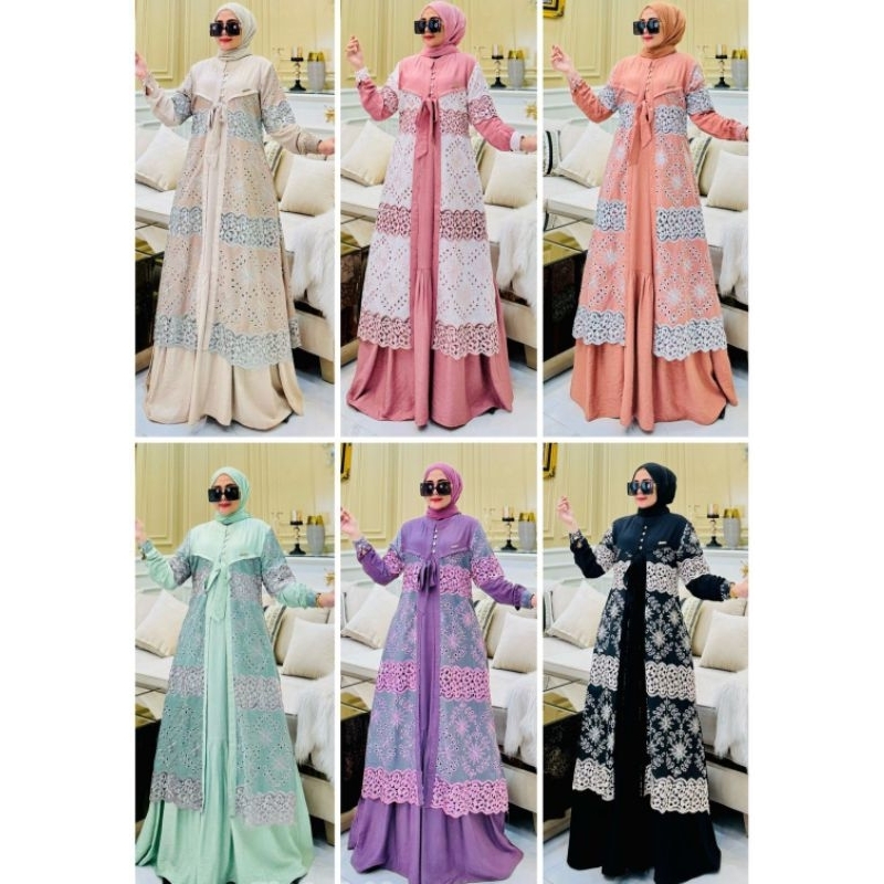 bisa cod syafeera syar'i zea dress gamis brukat syafeera