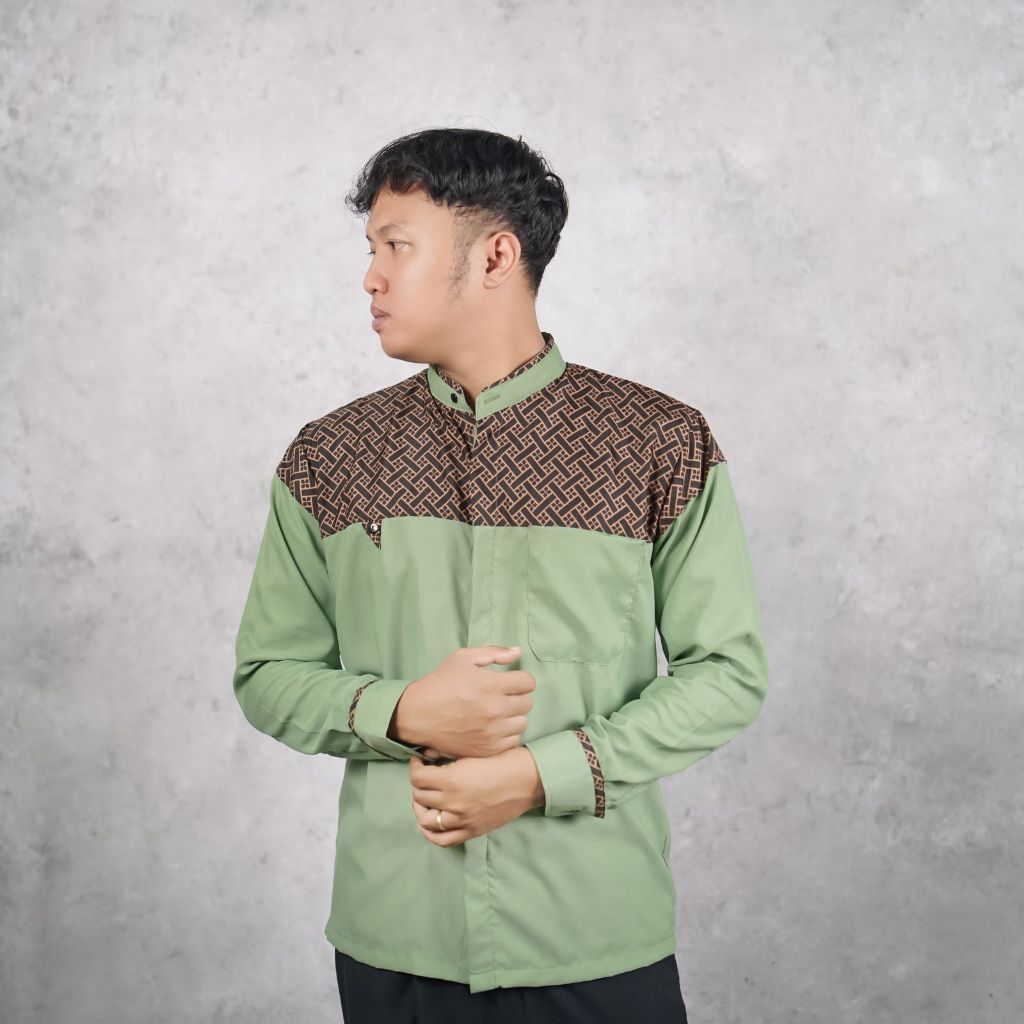 BAJU KEMEJA KOKO KEMKO PRIA LENGAN PANJANG SANGHAI KOKODOKO SAGE M L XL XXL