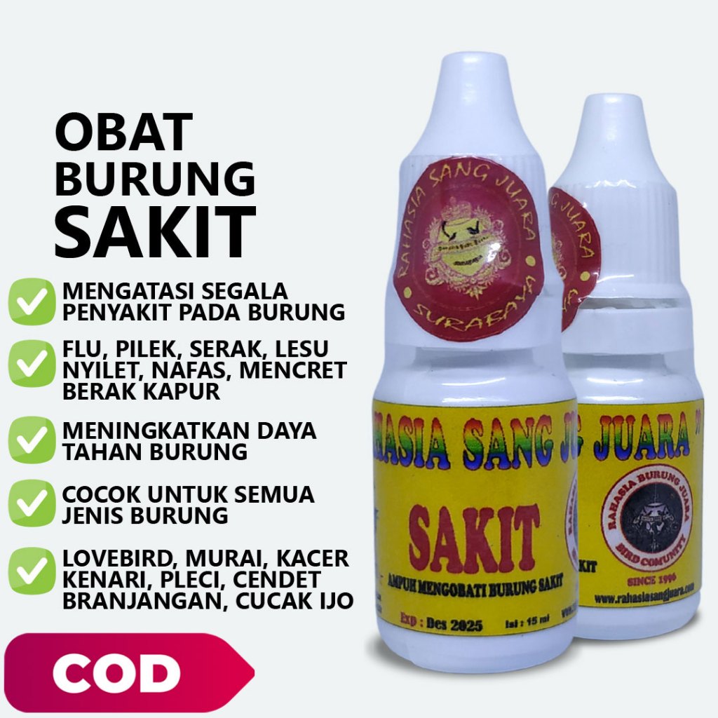 VITAMIN SAKIT UNTUK SEMUA JENINS BURUNG MURAI BATU KACER PLECI CUCAK IJO 15ml